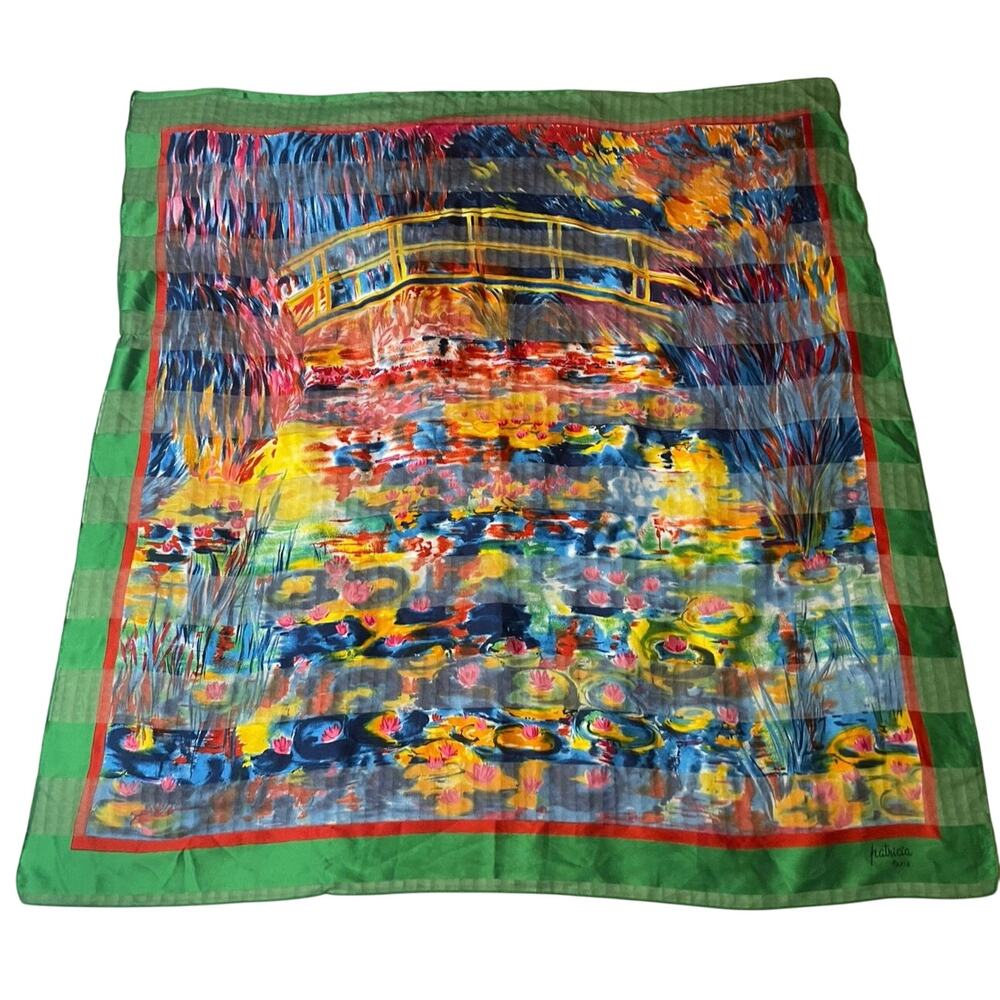 Patricia Paris Silk Green Multcolor Floral Printed Square Scarf